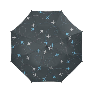 TRAVEL AROUND THE WORLD AIRPLANE ROUTE SEMI-AUTOMATIC FOLDABLE UMBRELLA (MODEL U05) e-joyer